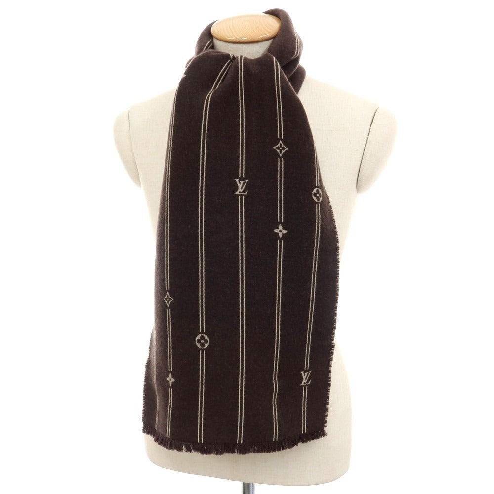 【中古】ルイ ヴィトン LOUIS VUITTON M77187 ウール モノグラム ストライプス マフラー ダークブラウンxベージュ【 状態ランクA 】【 ユニセックス 】