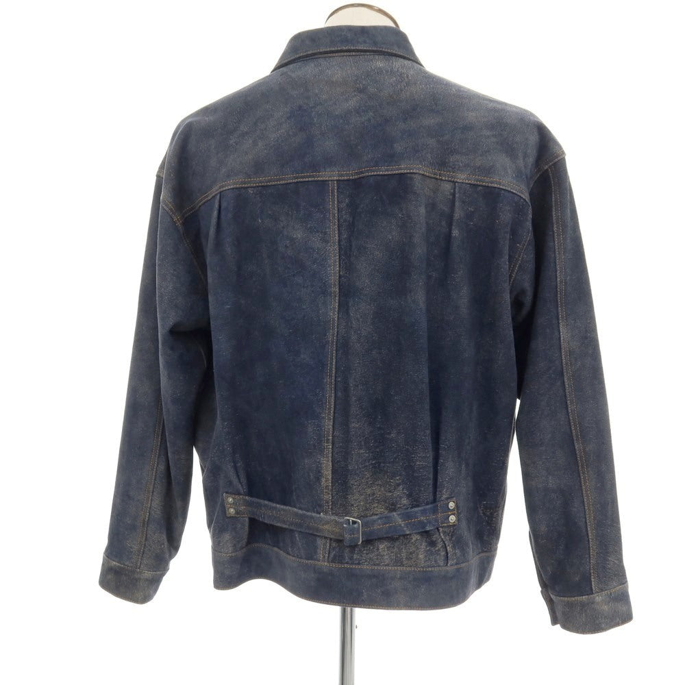 【中古】セブン バイ セブン SEVEN BY SEVEN 2026年春夏 URBAN RESEARCH別注 アンティーク加工 レザー ジャケット ブルゾン ネイビー【サイズ表記なし(XL位)】【 状態ランクA 】【 メンズ 】
