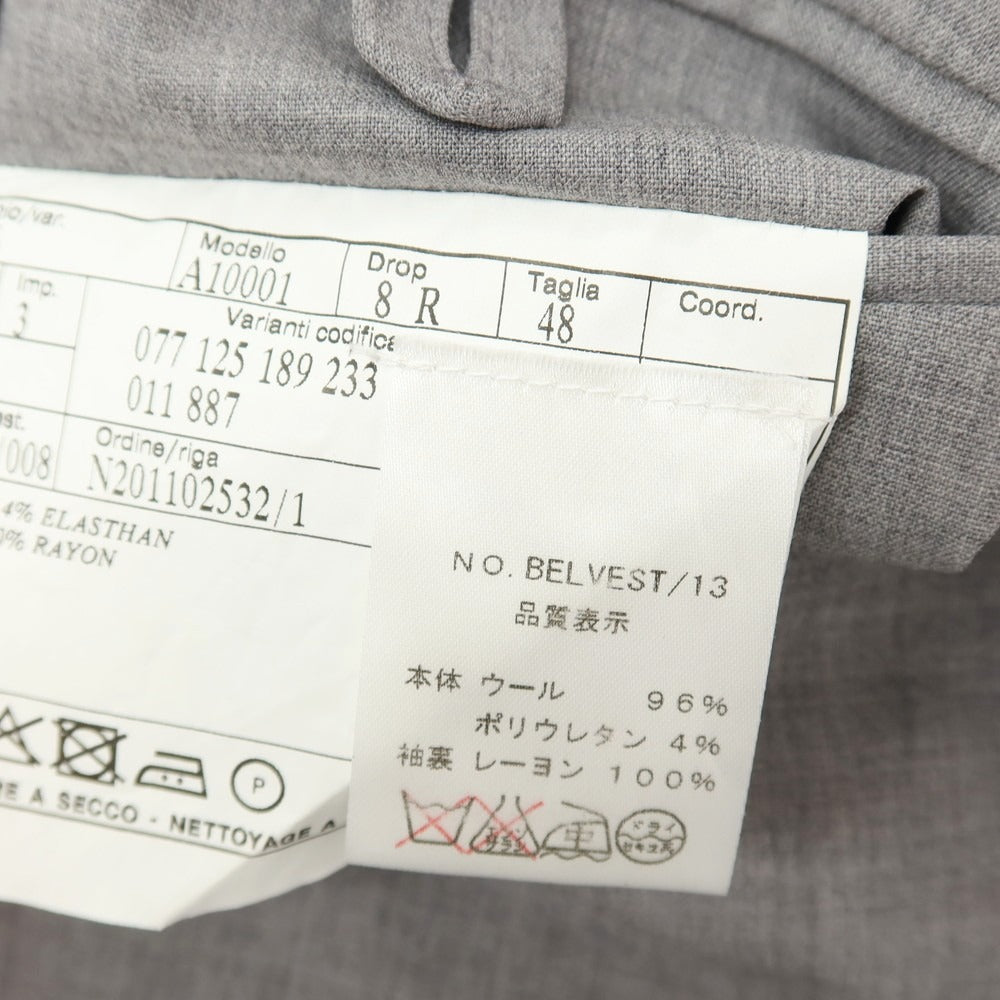 【中古】ベルベスト Belvest TOMORROWLAND別注 ストレッチ ウール 2つボタンスーツ ライトグレー【サイズ48】【 状態ランクC 】【 メンズ 】