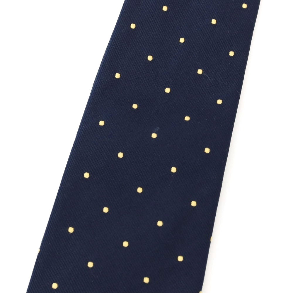 【中古】ドレイクス DRAKES BARNEYS NEWYORK別注 シルク ドット柄ネクタイ ネイビーxイエロー【 状態ランクC 】【 メンズ 】