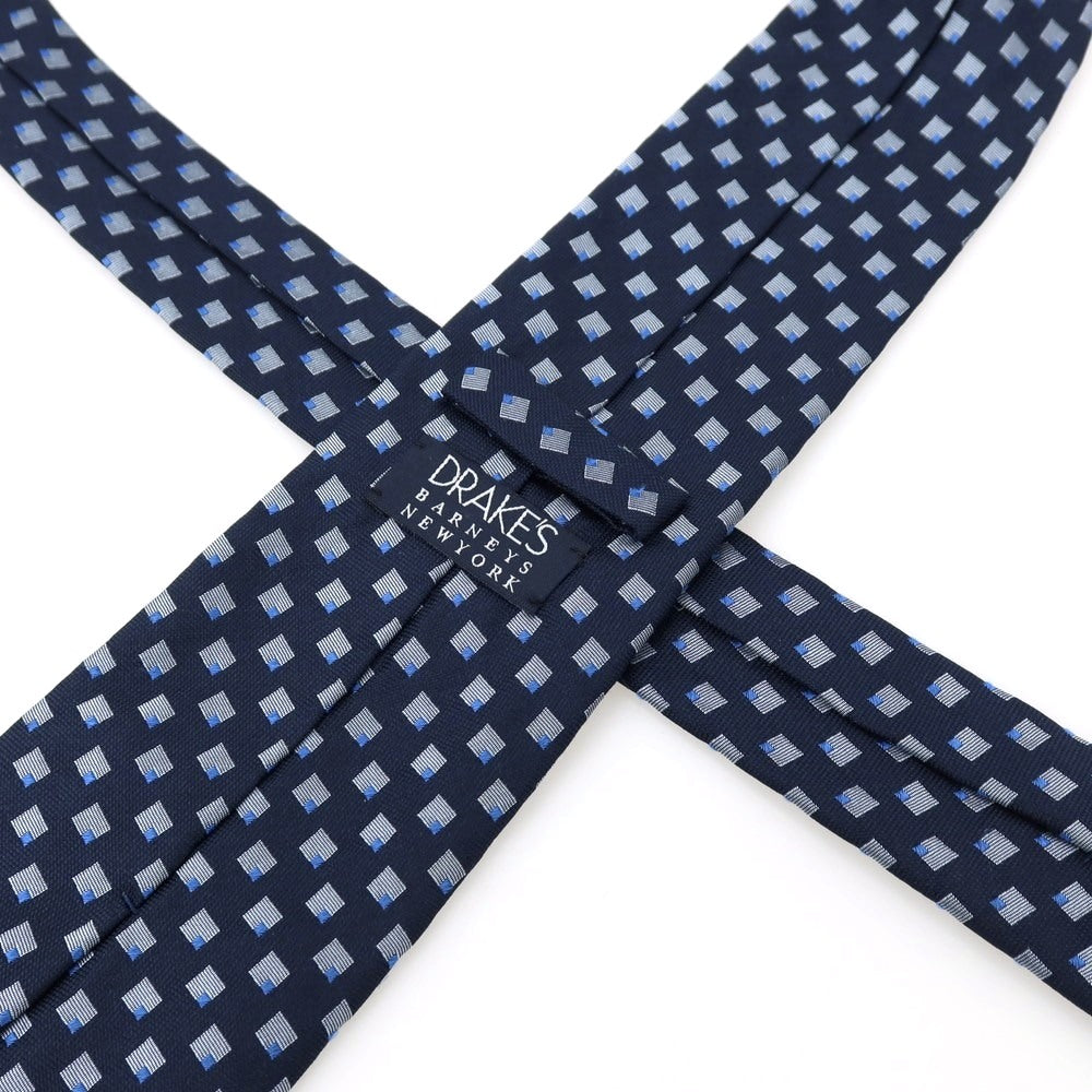 【中古】ドレイクス DRAKES BARNEYS NEWYORK別注 シルク ネクタイ ネイビーxホワイト【 状態ランクC 】【 メンズ 】