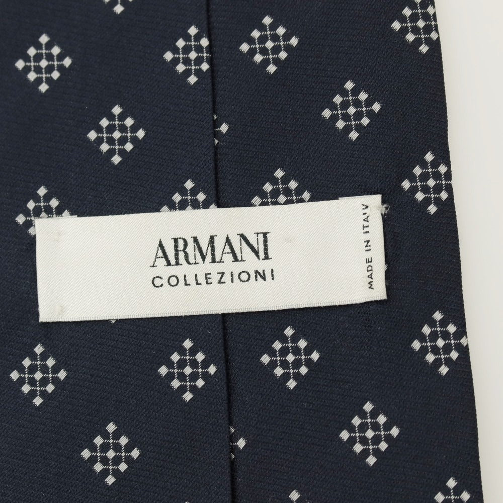 【中古】アルマーニ コレッツォーニ ARMANI COLLEZIONI シルク 小紋柄ネクタイ ネイビーxホワイト【 状態ランクC 】【 メンズ 】