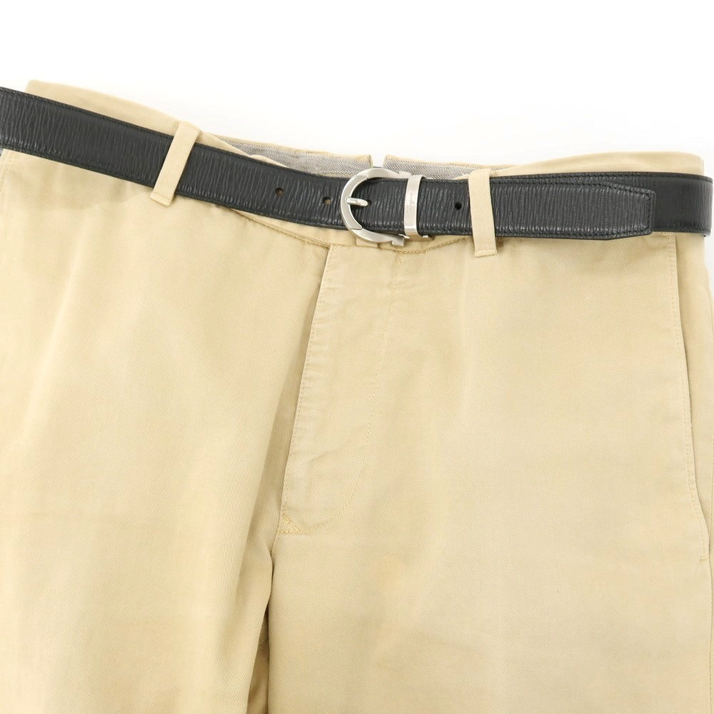 【中古】サルヴァトーレフェラガモ Salvatore Ferragamo リバーシブル レザー ベルト ブラックxシルバー【 状態ランクC 】【 メンズ 】