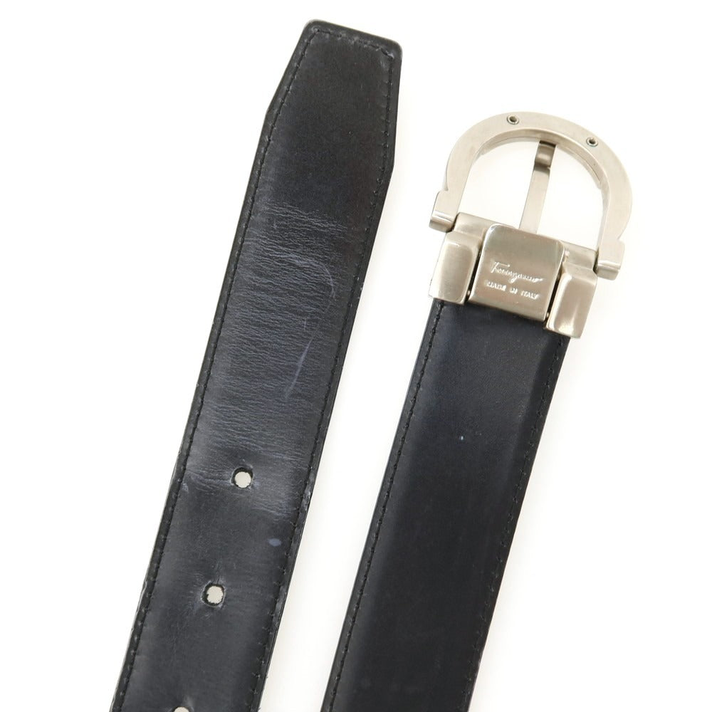 【中古】サルヴァトーレフェラガモ Salvatore Ferragamo リバーシブル レザー ベルト ブラックxシルバー【 状態ランクC 】【 メンズ 】