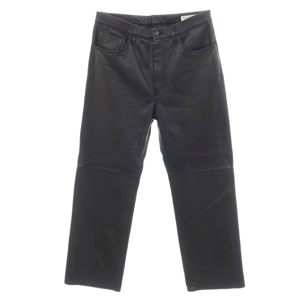 【中古】ビューティアンドユースユナイテッドアローズ BEAUTY&YOUTH UNITED ARROWS 羊革 シープ レザーパンツ ブラック【サイズ32】【 状態ランクA 】【 メンズ 】