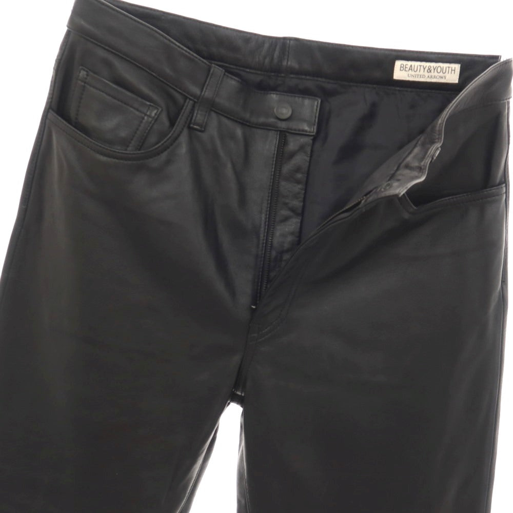 【中古】ビューティアンドユースユナイテッドアローズ BEAUTY&YOUTH UNITED ARROWS 羊革 シープ レザーパンツ ブラック【サイズ32】【 状態ランクA 】【 メンズ 】