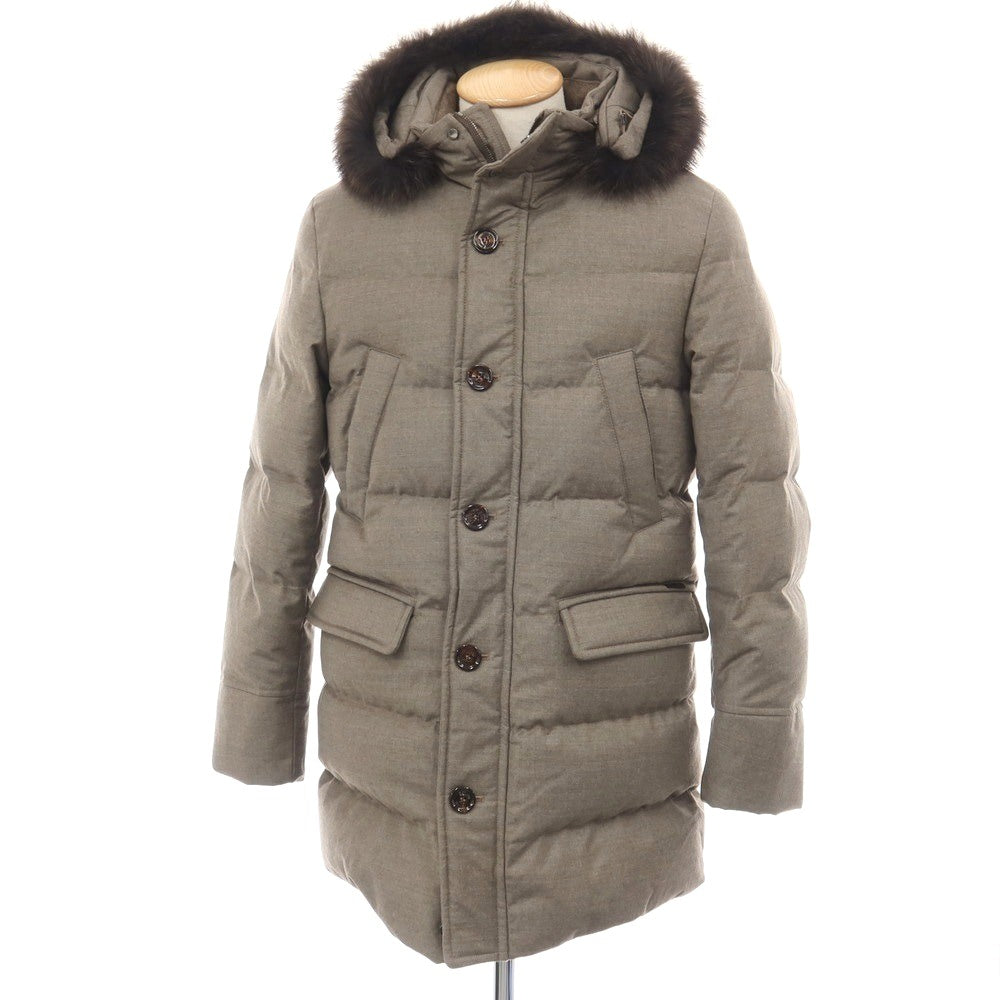 【中古】ムーレー MOORER ACQUA BARBIERI-LL ウールカシミヤポリウレタン ダウンコート ダークグレージュ系【サイズ42】【 状態ランクA 】【 メンズ 】