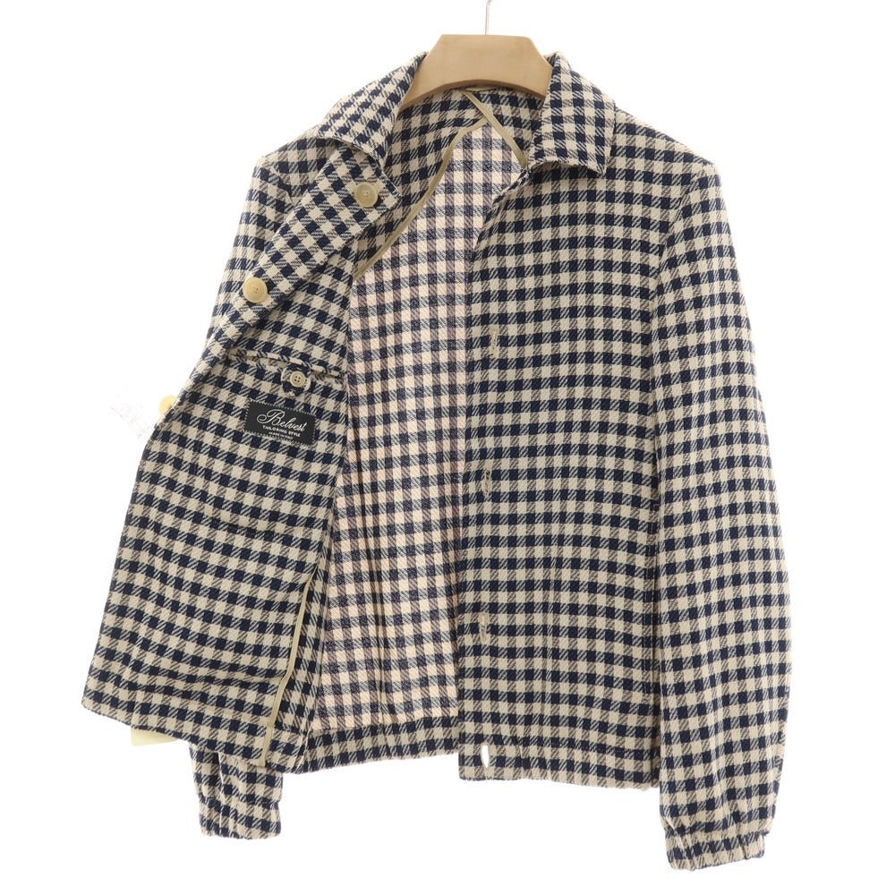 【中古】【未使用】ベルベスト Belvest ストレッチ コットンウール チェック ブルゾン ネイビーxベージュ【サイズ42】【 状態ランクS 】【 メンズ 】