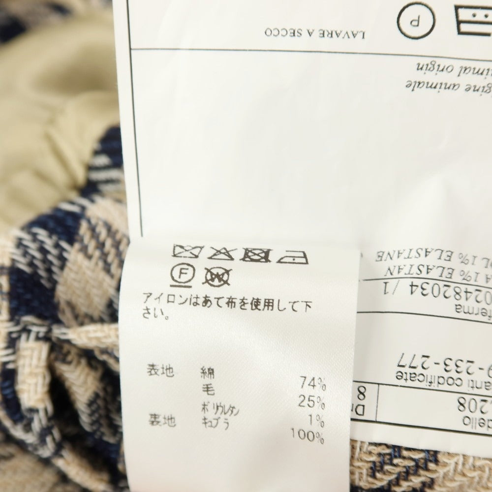 【中古】【未使用】ベルベスト Belvest ストレッチ コットンウール チェック ブルゾン ネイビーxベージュ【サイズ42】【 状態ランクS 】【 メンズ 】