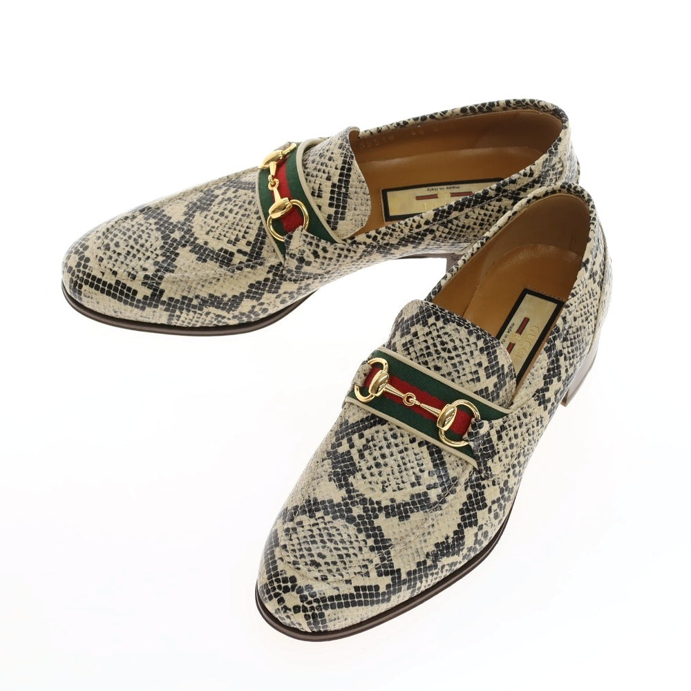 【中古】【未使用】グッチ GUCCI 65557919Y80 シェリーライン レザー ローファー ベージュxブラック【サイズ6 1/2】【メンズ】 中古】【未使用】グッチ GUCCI 65557919Y80 シェリーライン レザー