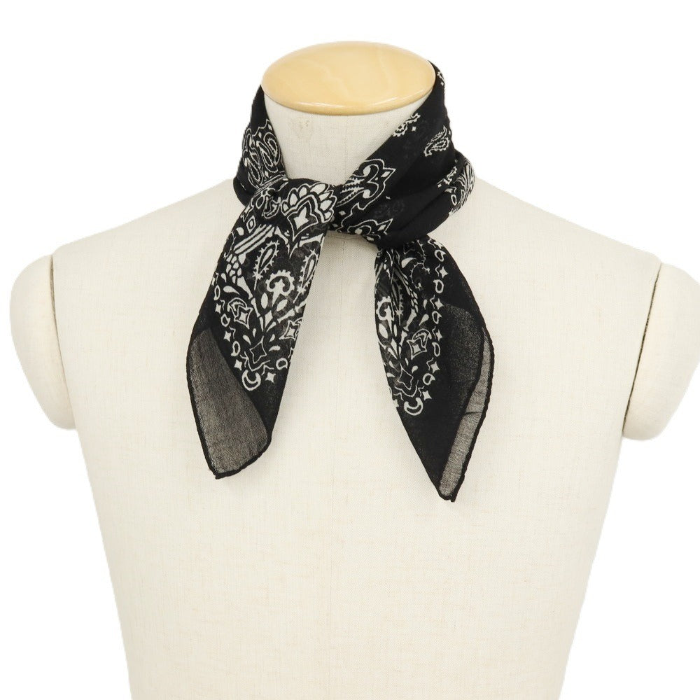【中古】サンローランパリ SAINT LAURENT PARIS ウール系 ペイズリー スカーフ ブラックxホワイト【 状態ランクA 】【 メンズ 】