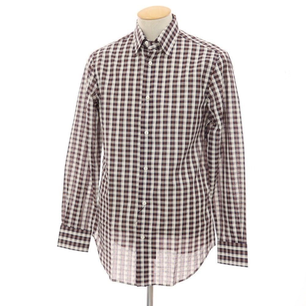 中古】【未使用】ブリオーニ Brioni コットンリネン チェック 隠し