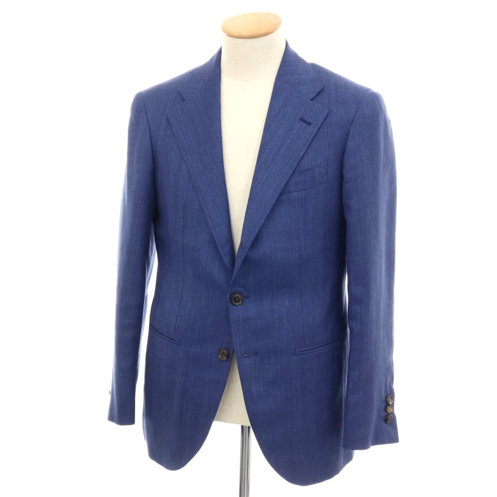 【中古】サルトリア ラファニエロ Sartoria Raffaniello ウールシルクリネン 3B テーラードジャケット ネイビー【サイズ44】【 状態ランクB 】【 メンズ 】