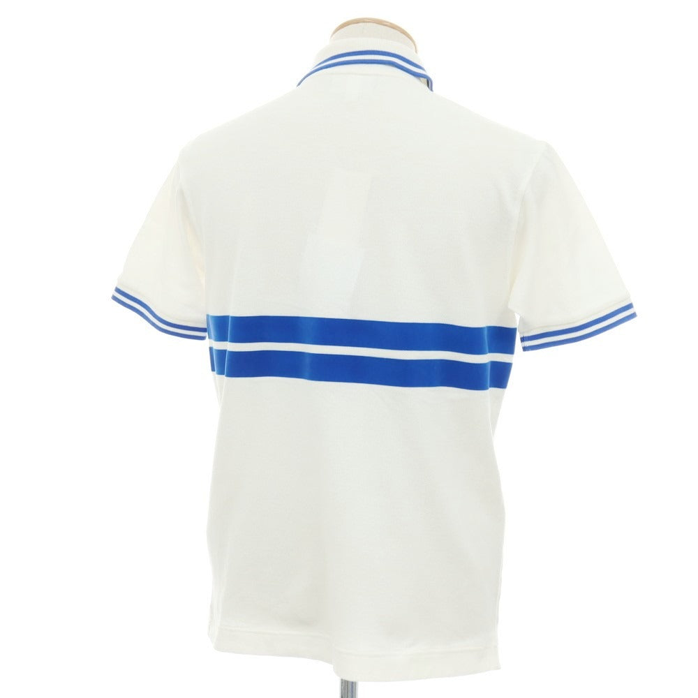 【中古】ラコステ LACOSTE コットン 鹿の子 半袖ポロシャツ ホワイトxブルー【サイズ3】【 状態ランクC 】【 メンズ 】