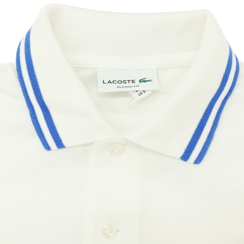 【中古】ラコステ LACOSTE コットン 鹿の子 半袖ポロシャツ ホワイトxブルー【サイズ3】【 状態ランクC 】【 メンズ 】