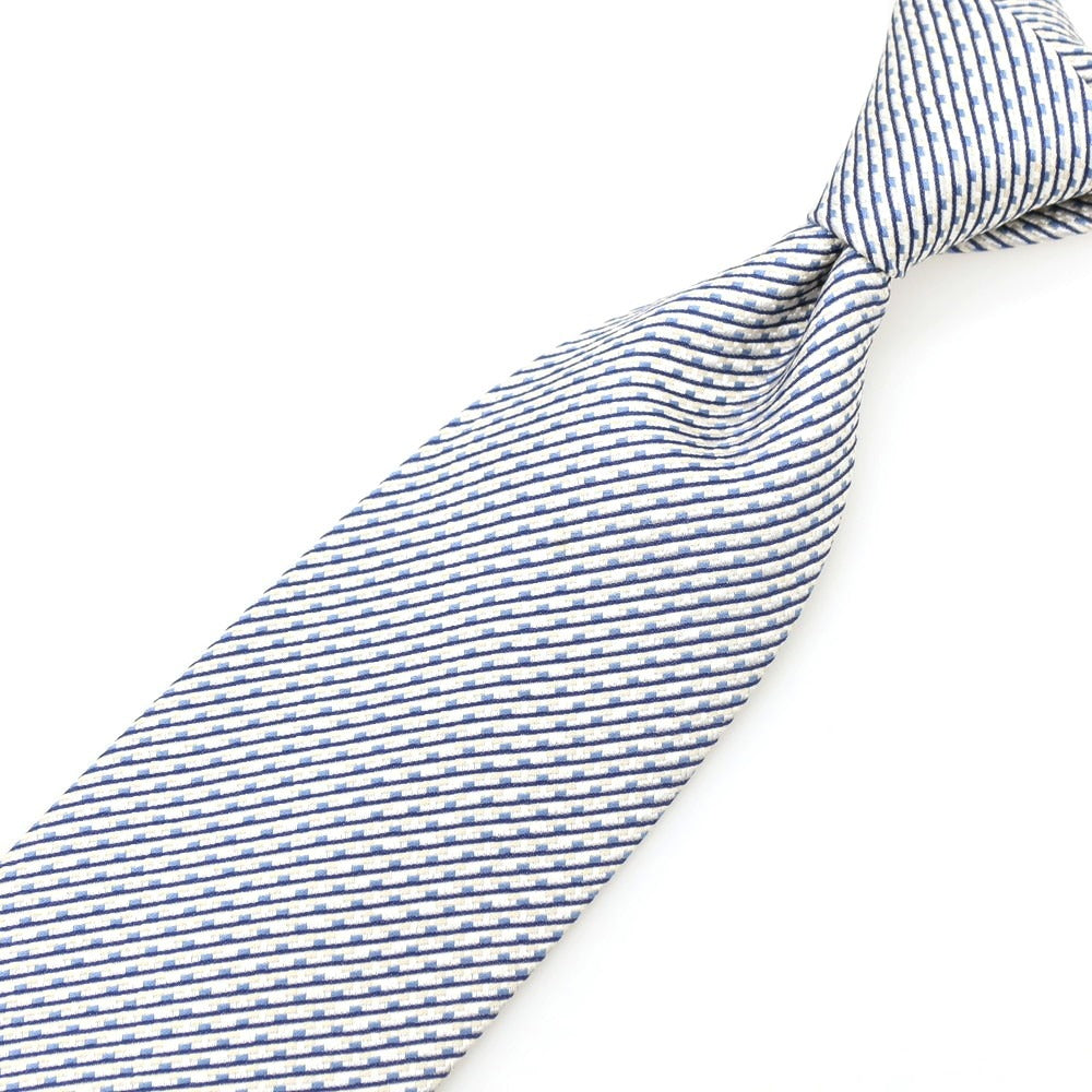 【中古】シャルベ CHARVET シルク ネクタイ ホワイトxネイビー【 状態ランクC 】【 メンズ 】