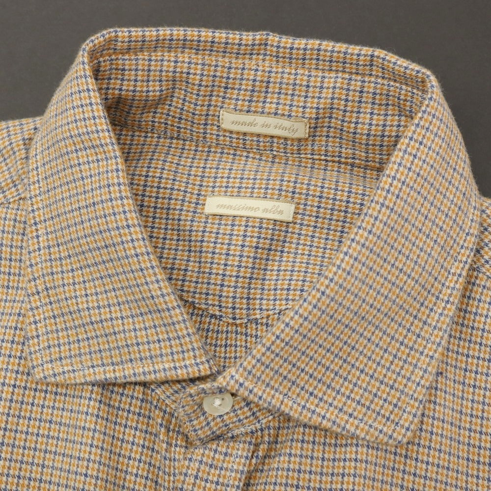 【中古】マッシモアルバ massimo alba コットン チェック セミワイドカラー カジュアルシャツ ベージュ【サイズM】【 状態ランクA 】【 メンズ 】