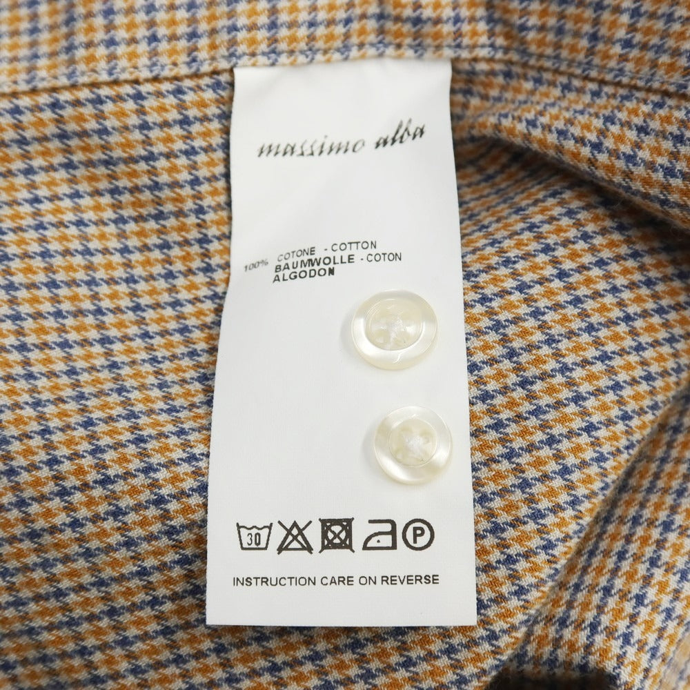 【中古】マッシモアルバ massimo alba コットン チェック セミワイドカラー カジュアルシャツ ベージュ【サイズM】【 状態ランクA 】【 メンズ 】