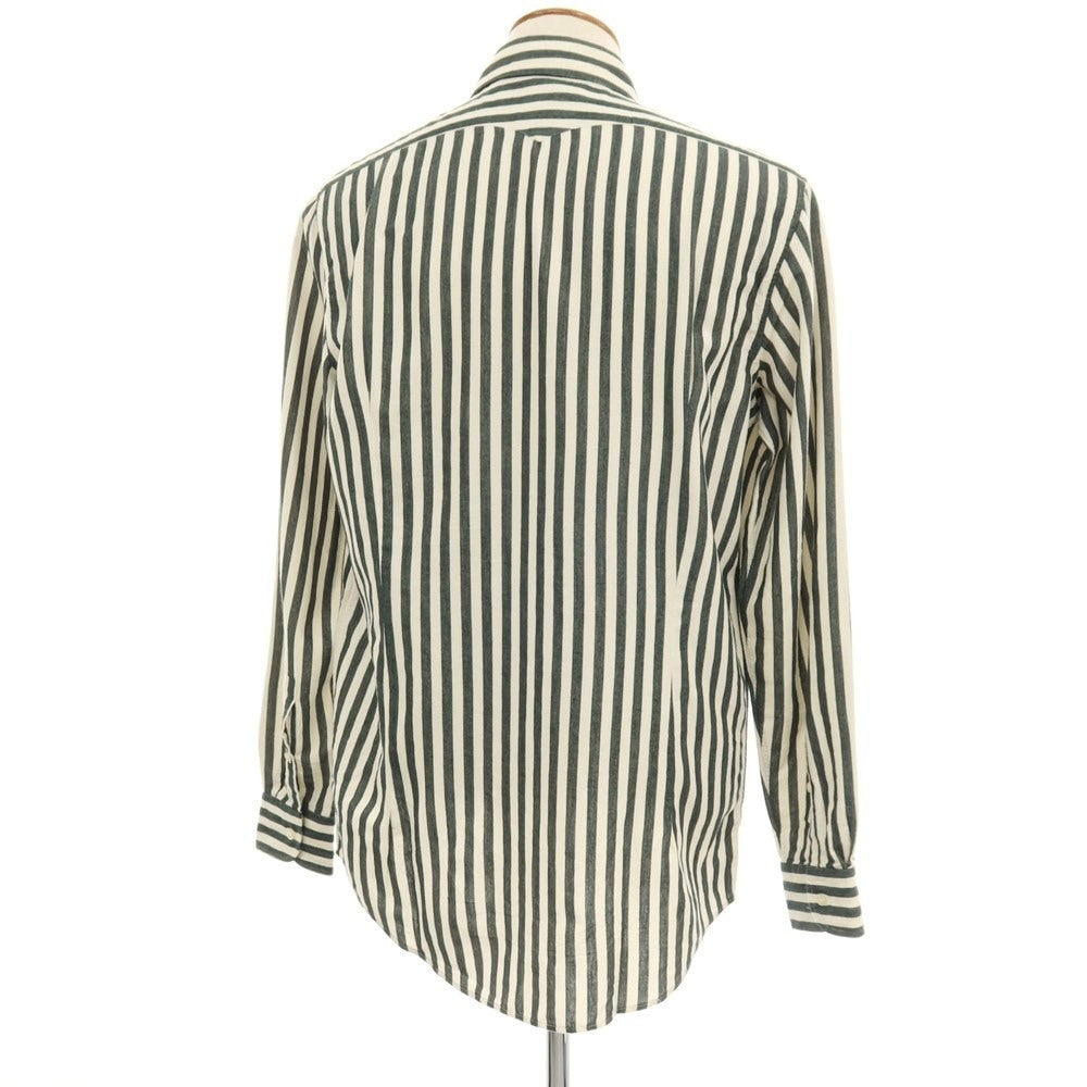 【中古】マッシモアルバ massimo alba コットン ストライプ カジュアルシャツ ホワイトxダークグリーン【サイズM】【 状態ランクA 】【 メンズ 】