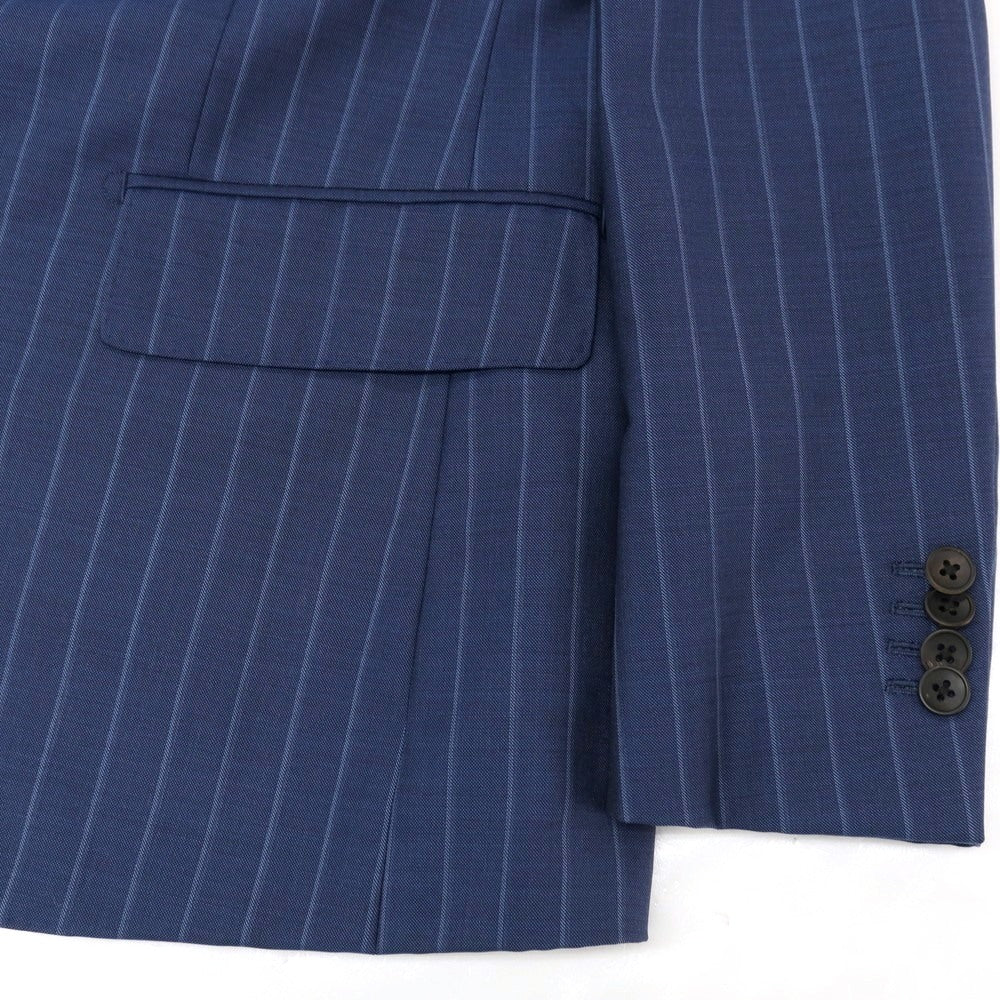 【中古】サルトリア アマルフィ Sartoria Amalfi スリーピース SUPER150’S ウール ストライプ 2つボタンスーツ ネイビーブルー【サイズ表記なし(S位)】【 状態ランクC 】【 メンズ 】