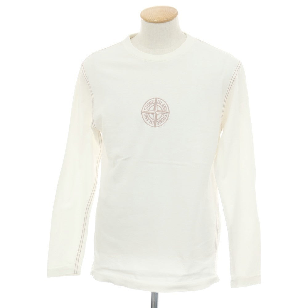 【中古】ストーンアイランド STONE ISLAND コットン クルーネック 長袖Tシャツ ホワイト【サイズS】【 状態ランクC 】【 メンズ 】