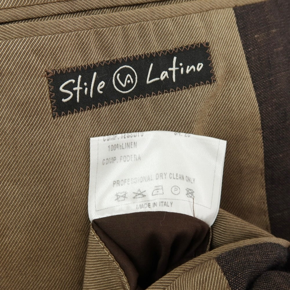 【中古】スティレ ラティーノ STILE LATINO リネン 3つボタンスーツ ダークブラウン【サイズ42 DROP.8R/45】【 状態ランクC 】【 メンズ 】