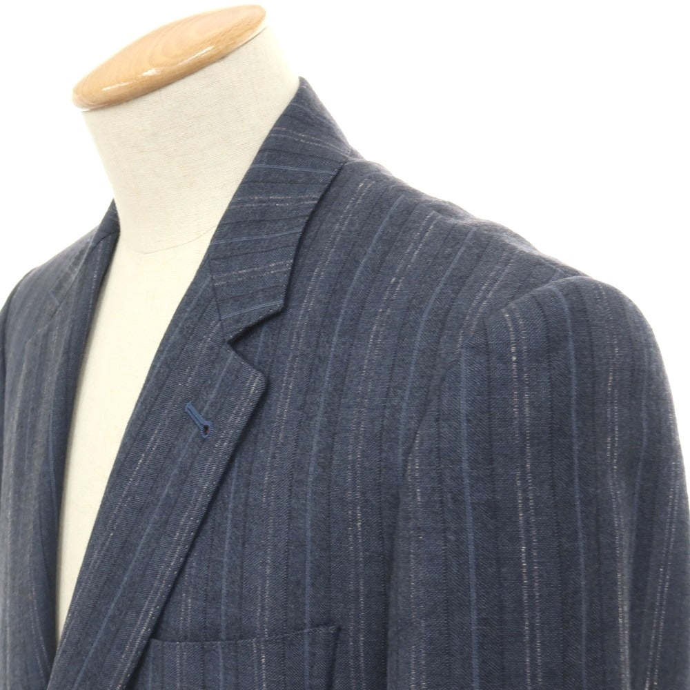 【中古】ポールスミスコレクション PAUL SMITH COLLECTION ウール ストライプ 2つボタンスーツ ネイビー【サイズ表記なし(S位)】【 状態ランクC 】【 メンズ 】