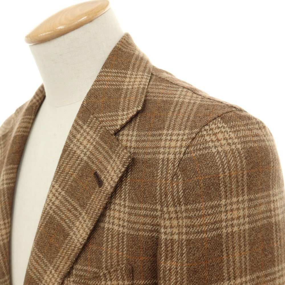 【中古】ラベラ サルトリア ナポレターナ La vera Sartoria Napoletana ウールカシミヤ チェック 2B テーラードジャケット ブラウンxベージュ【サイズ表記なし(S位)】【 状態ランクB 】【 メンズ 】