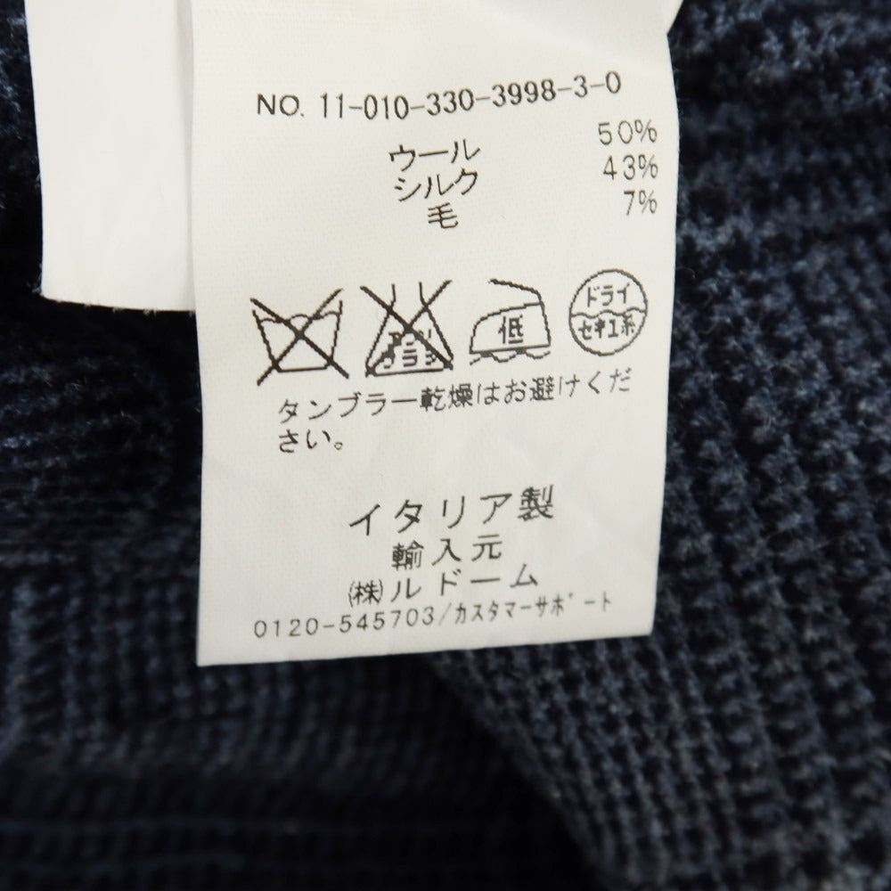 【中古】エリコフォルミコラ ERRICO FORMICOLA ウールシルク グレンチェック 3B テーラードジャケット ネイビー系【サイズ46 Drop7】【 状態ランクD 】【 メンズ 】
