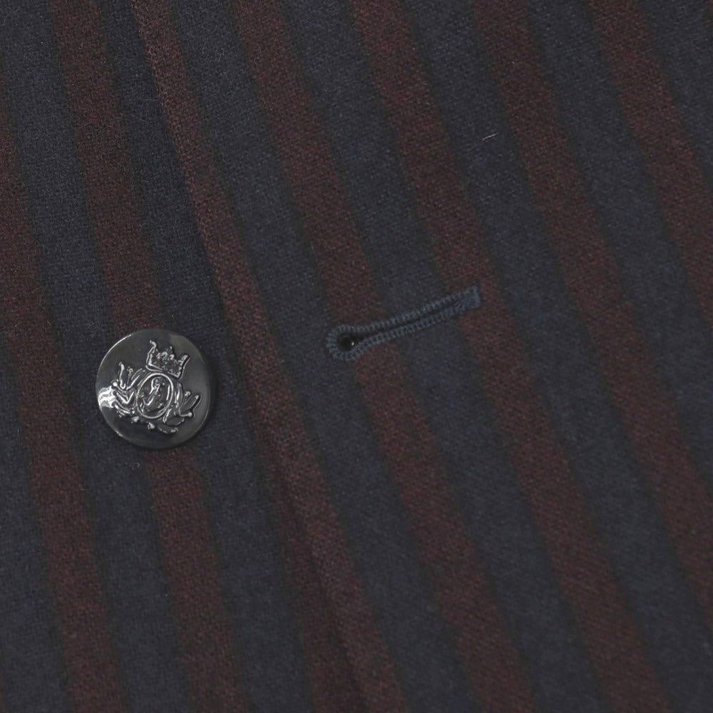【中古】ラルディーニ LARDINI ウールナイロン ストライプ ダブル6B テーラードジャケット ネイビーxボルドー【サイズ46】【 状態ランクB 】【 メンズ 】