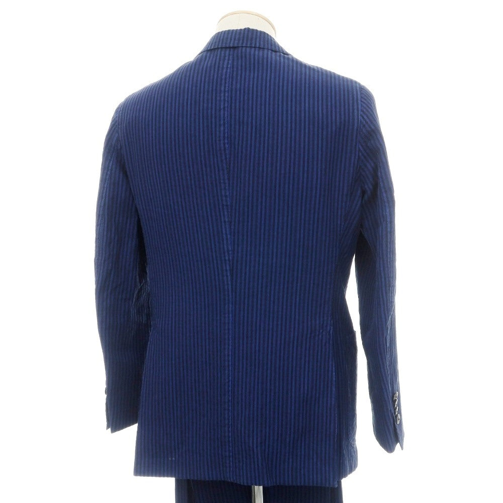 【中古】ザ ジジ THE GIGI ストライプ 3つボタンスーツ ダークブルーxブラックネイビー【サイズ46】【 状態ランクC 】【 メンズ 】