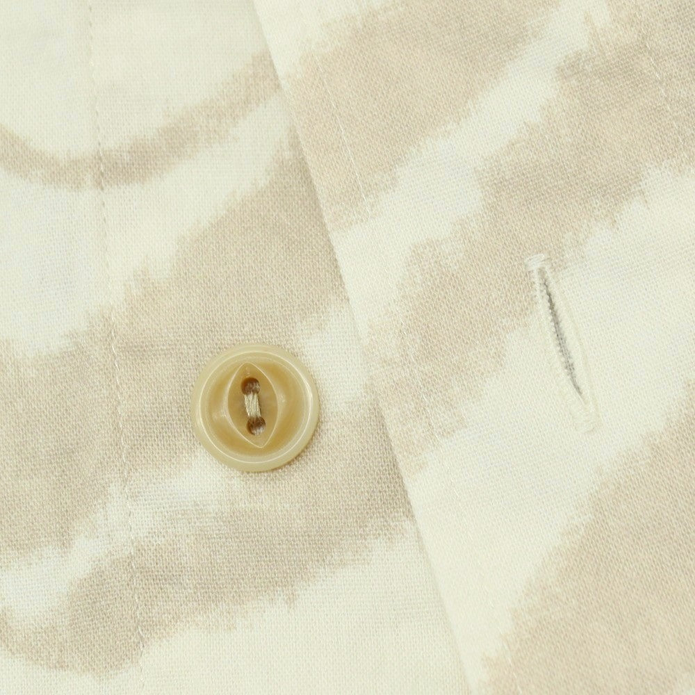 【中古】バナナリパブリック Banana Republic コットンレーヨン ゼブラ プリント オープンカラー 半袖シャツ ベージュxアイボリー【サイズL】【 状態ランクB 】【 メンズ 】