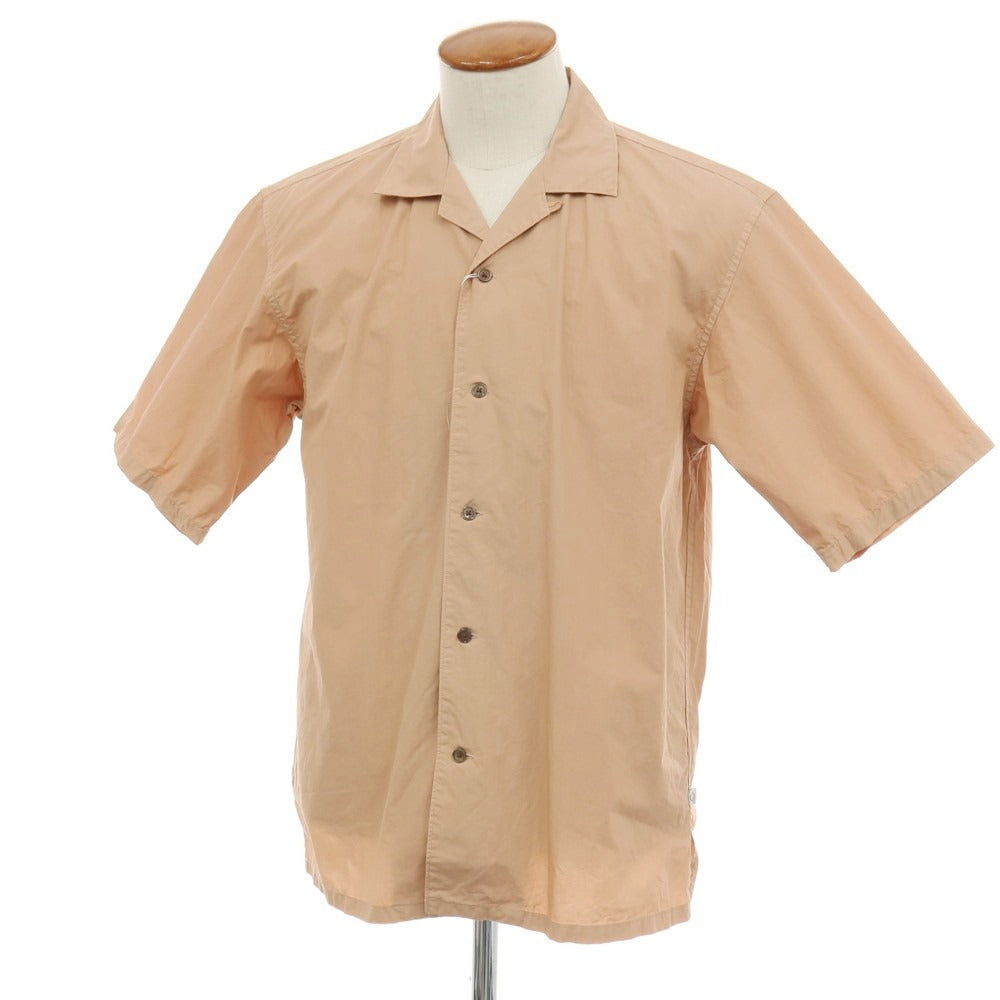 【中古】【未使用】グリーンレーベルリラクシング green label relaxing コットン オープンカラー 半袖シャツ ベージュ【サイズM】【 状態ランクS 】【 メンズ 】