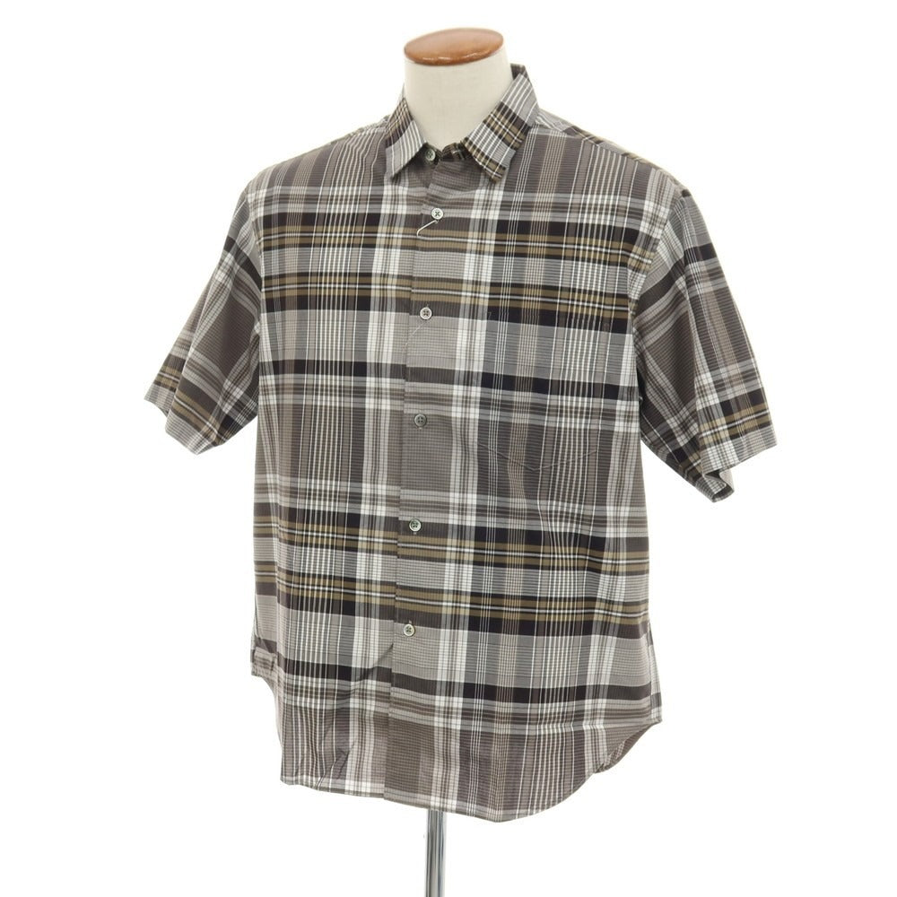 【中古】【未使用】ビューティアンドユースユナイテッドアローズ BEAUTY&YOUTH UNITED ARROWS コットン チェック 半袖シャツ ウォームグレーxアッシュブラウン【サイズM】【 状態ランクS 】【 メンズ 】