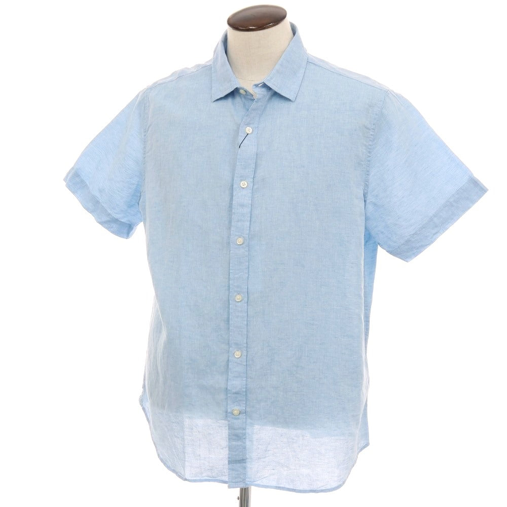 【中古】【未使用】バナナリパブリック Banana Republic リネンコットン 半袖シャツ ライトブルー【サイズL】【 状態ランクS 】【 メンズ 】