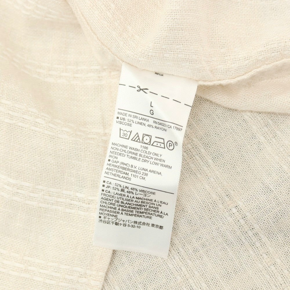 【中古】【未使用】バナナリパブリック Banana Republic リネンレーヨン ストライプ オープンカラー 半袖シャツ ベージュ【サイズL】【 状態ランクS 】【 メンズ 】