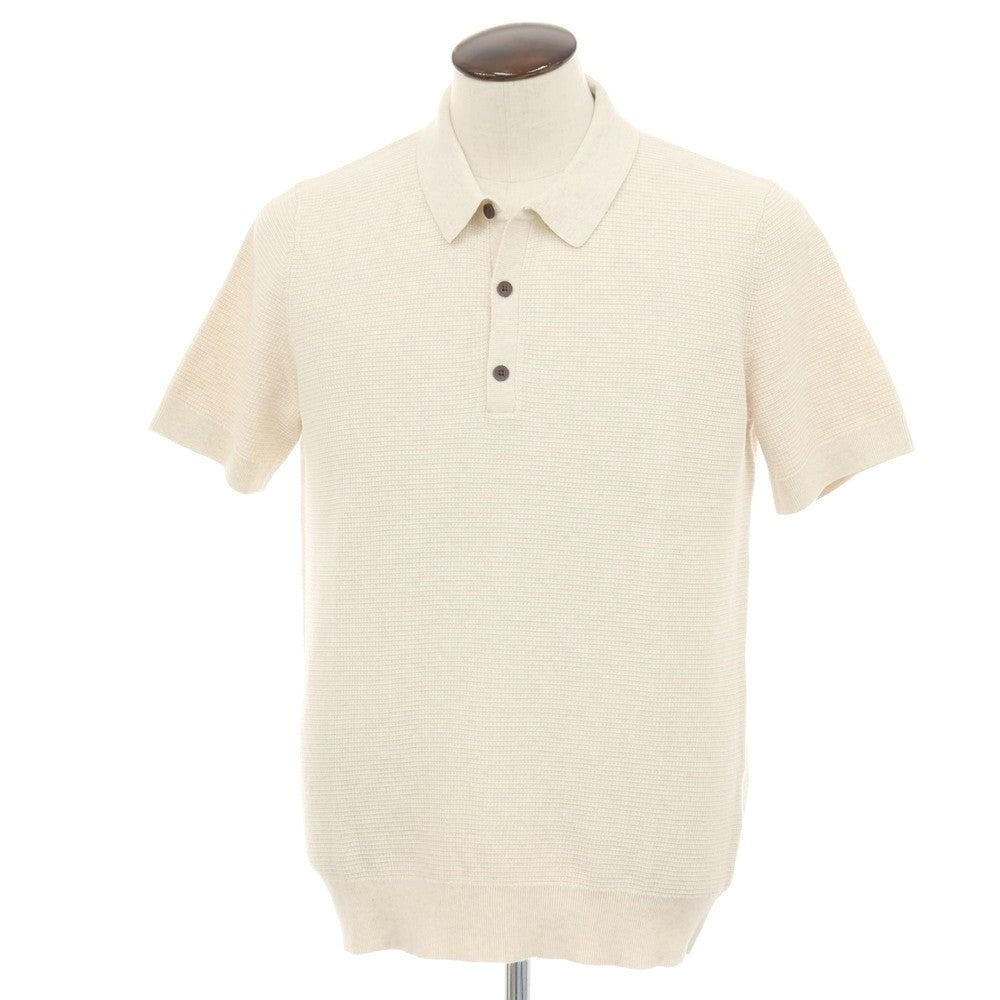 【中古】【未使用】バナナリパブリック Banana Republic コットン 半袖 ポロニット オートミール【サイズL】【 状態ランクS 】【 メンズ 】
