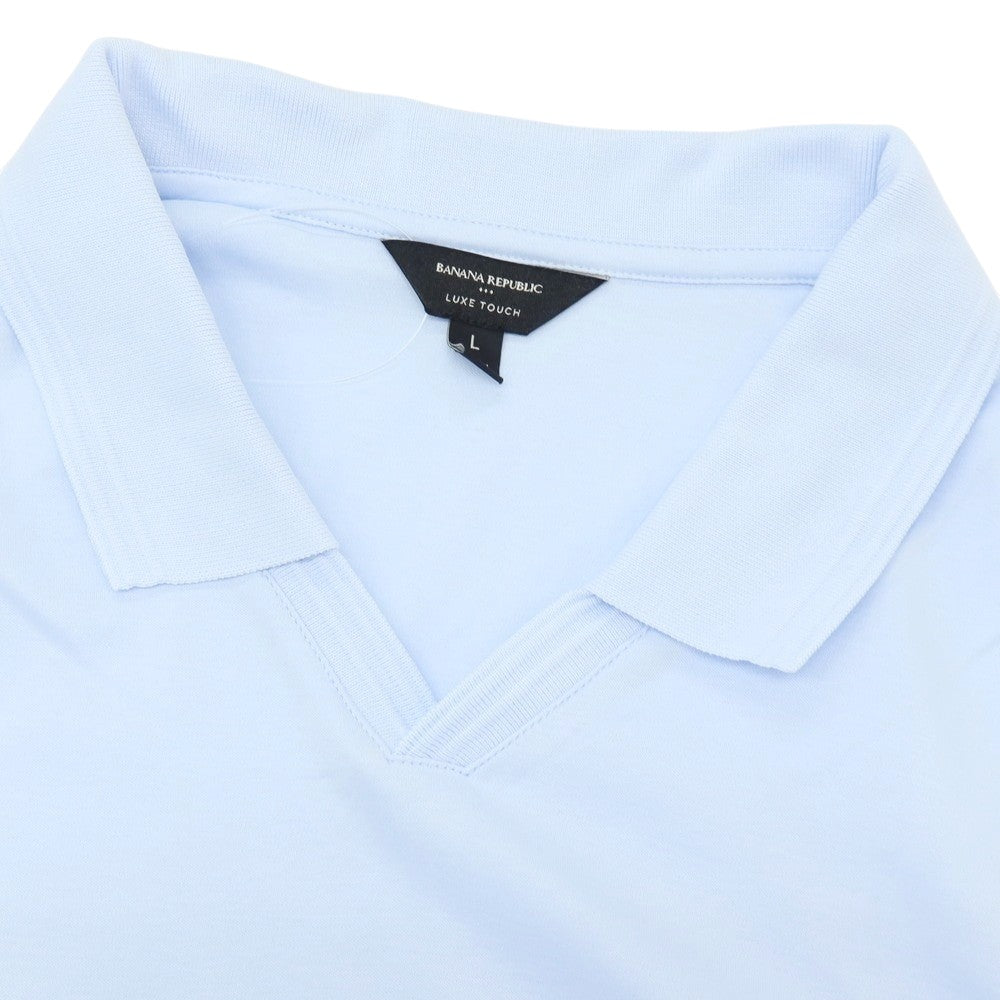 【中古】バナナリパブリック Banana Republic LUXE TOUCH コットン 襟付きVネック 半袖ポロシャツ ライトブルー【サイズL】【 状態ランクB 】【 メンズ 】