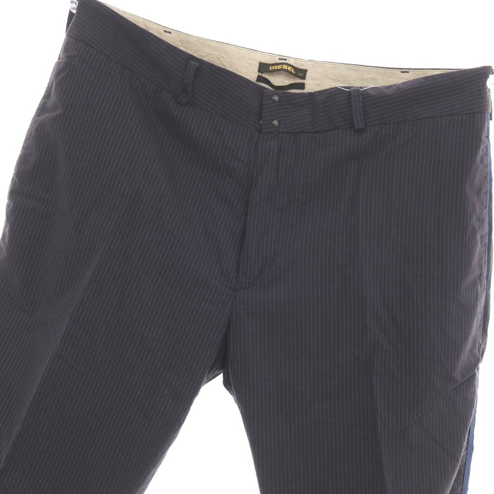 【中古】ディーゼル DIESEL Black Gold コットン ストライプ カジュアルスラックスパンツ ネイビー【サイズ32】【 状態ランクB 】【 メンズ 】
