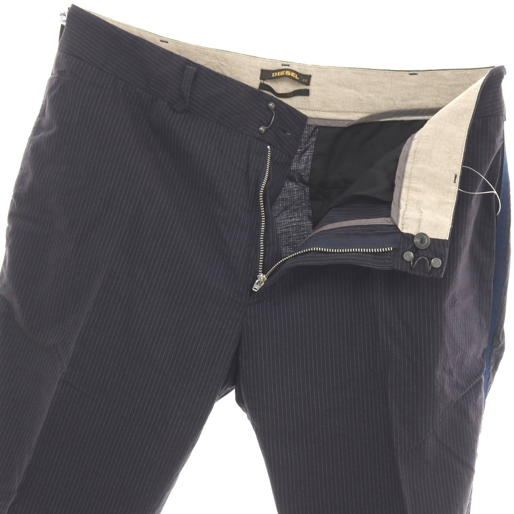 【中古】ディーゼル DIESEL Black Gold コットン ストライプ カジュアルスラックスパンツ ネイビー【サイズ32】【 状態ランクB 】【 メンズ 】