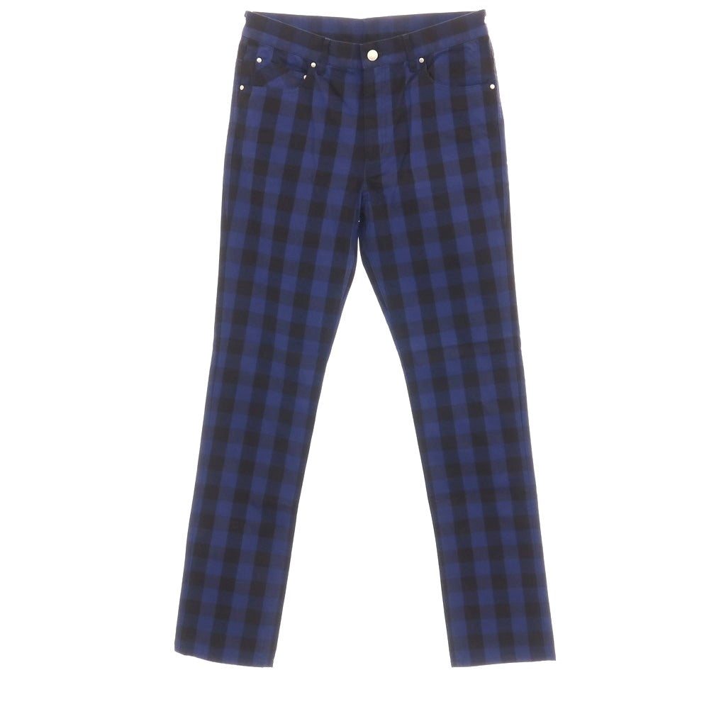 【中古】【未使用】フレッドペリー FRED PERRY コットンポリウレタン チェック 5ポケットパンツ ネイビーxブラック【サイズL】【 状態ランクS 】【 メンズ 】