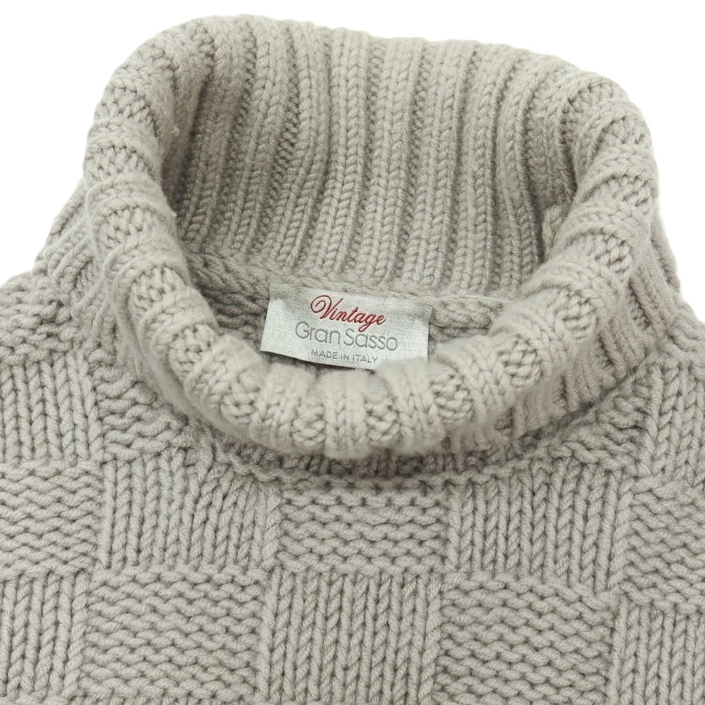 【中古】グランサッソ GRAN SASSO Vintage ウール バスケット柄 タートルネック プルオーバーニット グレー【サイズ48】【 状態ランクB 】【 メンズ 】
