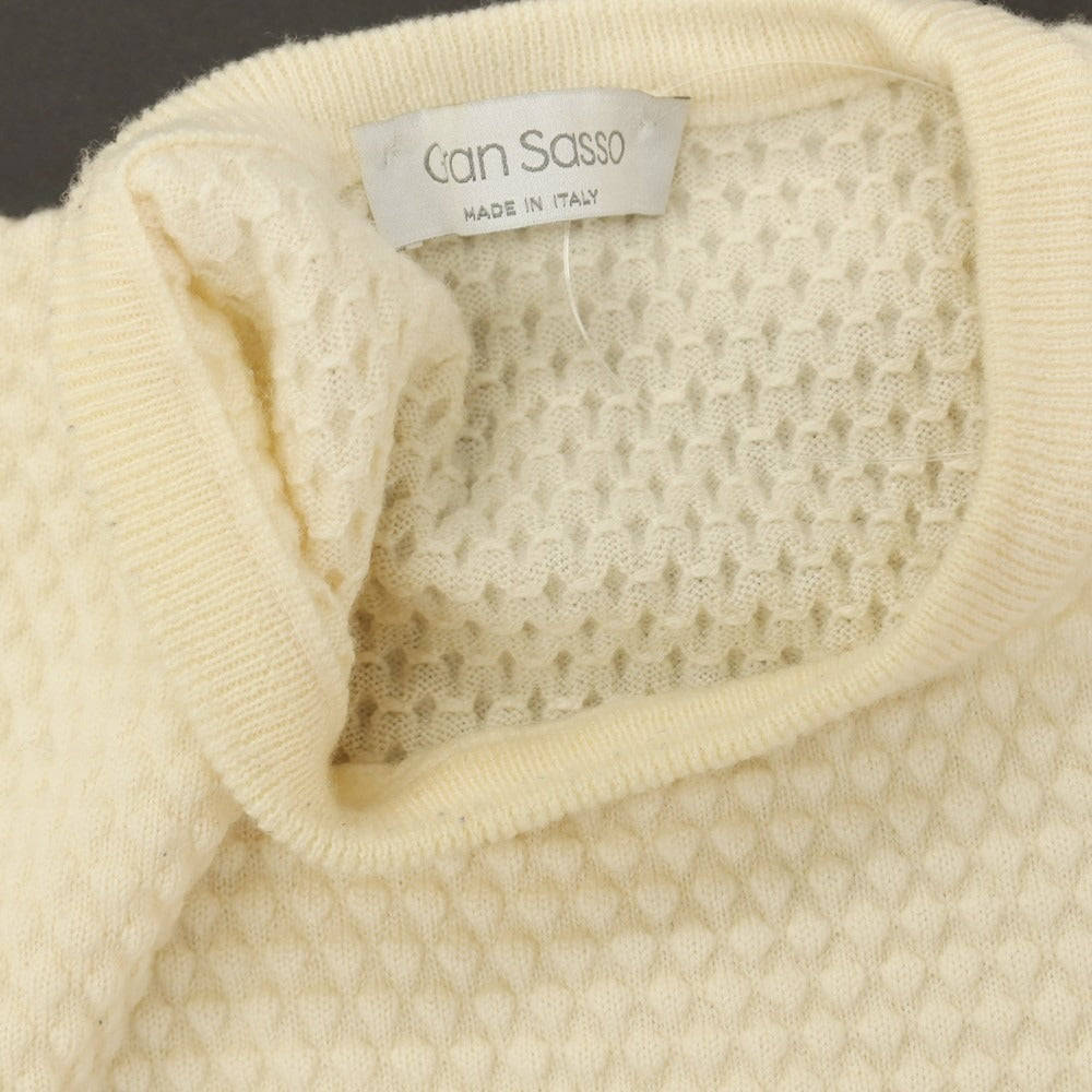 【中古】グランサッソ GRAN SASSO ウール ポップコーン編み クルーネック プルオーバーニット アイボリー【サイズ48】【 状態ランクC 】【 メンズ 】