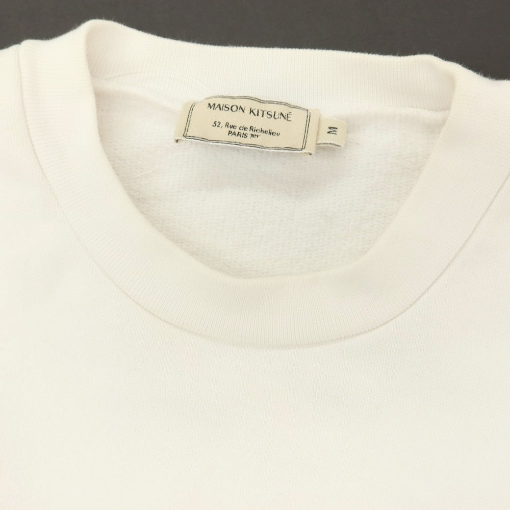 【中古】メゾンキツネ MAISON KITSUNE コットン クルーネック スウェット ホワイト【サイズM】【 状態ランクB 】【 メンズ 】