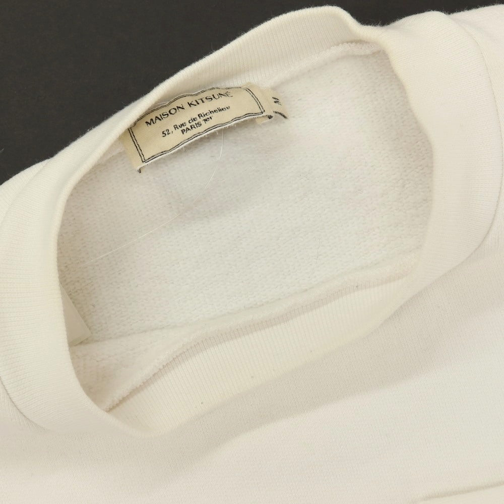 【中古】メゾンキツネ MAISON KITSUNE コットン クルーネック スウェット ホワイト【サイズM】【 状態ランクB 】【 メンズ 】