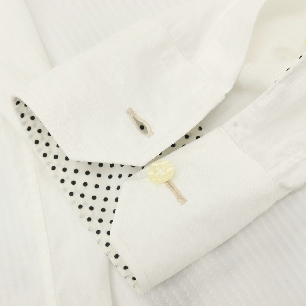 【中古】ピーエス ポールスミス PS Paul Smith コットン ストライプ セミワイドカラー ドレスシャツ ホワイト【サイズS】【 状態ランクC 】【 メンズ 】