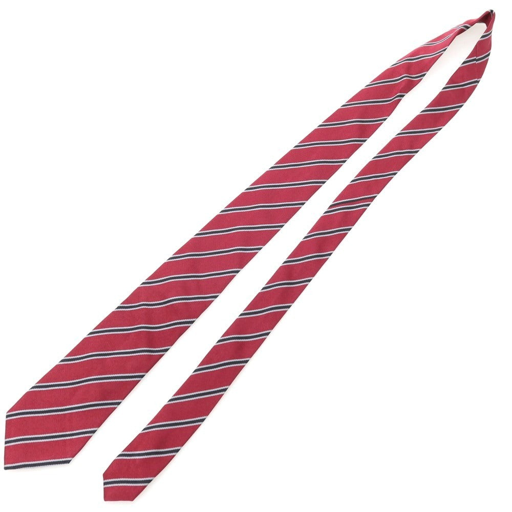 【中古】ポールスミスコレクション PAUL SMITH COLLECTION シルク ストライプ柄ネクタイ ワインレッドxブラック【 状態ランクB 】【 メンズ 】