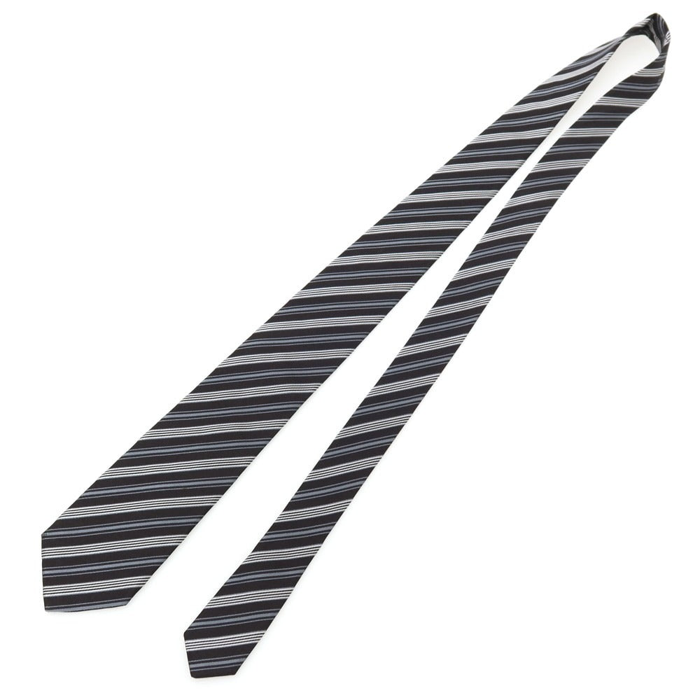 【中古】ポールスミス Paul Smith シルク ストライプ柄ネクタイ ブラックxグレー【 状態ランクC 】【 メンズ 】