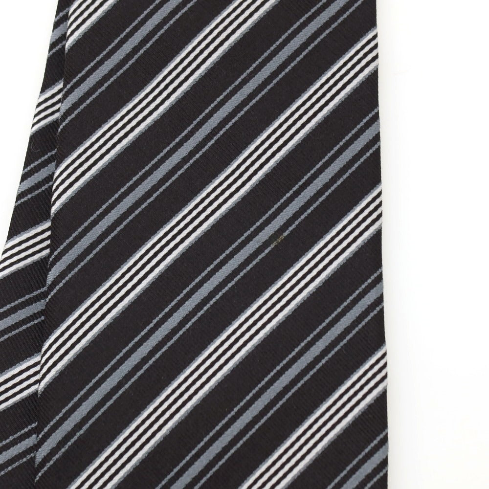 【中古】ポールスミス Paul Smith シルク ストライプ柄ネクタイ ブラックxグレー【 状態ランクC 】【 メンズ 】