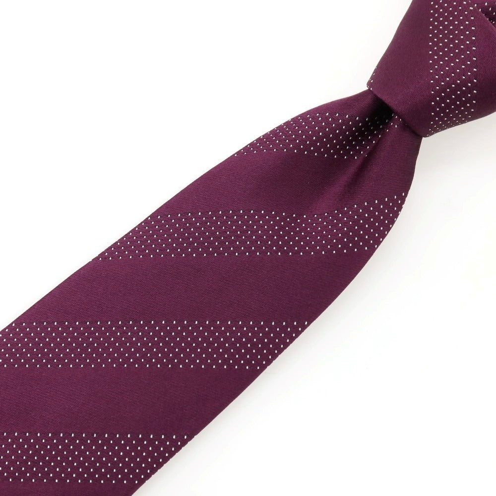 【中古】ポールスミス Paul Smith シルクコットン ストライプ柄ネクタイ パープル【 状態ランクC 】【 メンズ 】